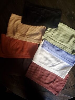Ribbed Bandeau Tube Top Pack - Multi Color Set